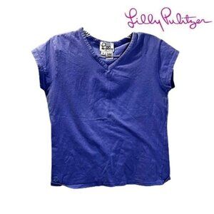 Lilly Pulitzer Girls Cap Sleeve V Neck Basic Tee Tops‎